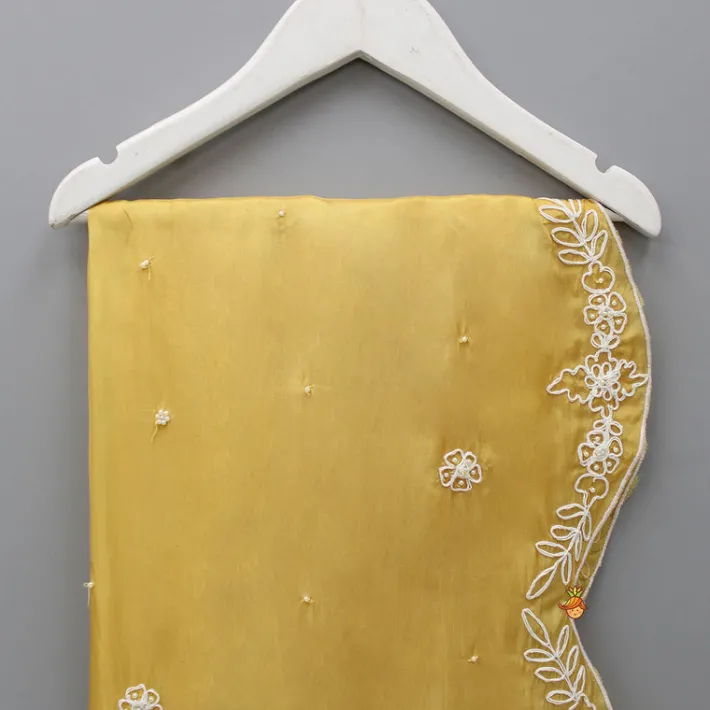 Best Yellow Embroidered Scalloped Dupatta Ethnic Wear