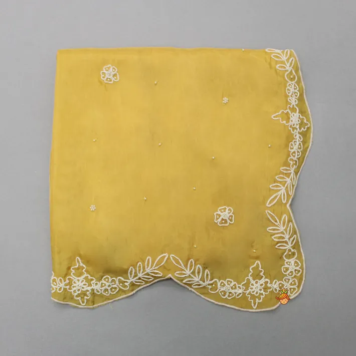 Best Yellow Embroidered Scalloped Dupatta Ethnic Wear