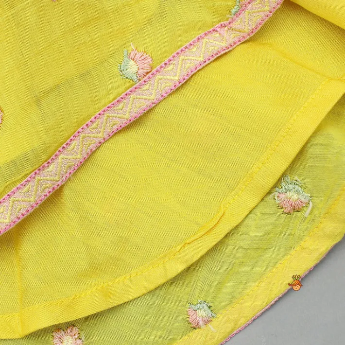 Hot Yellow Embroidered Strappy Top And Tulip Dhoti Ethnic Wear | Dhotis & Patialas