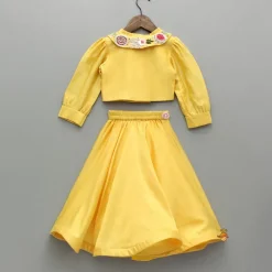 Best Yellow Embroidered Top And Lehenga Ethnic Wear | Lehengas & Ghagras
