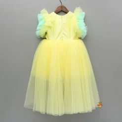 Discount Yellow Frilly Sequin Embroidered Dress Dresses & Sets | Dresses