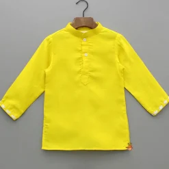 New Yellow Ganpati Embroidered Jacket With Matching Kurta And Pyjama BOY Indian Ethnic Wear | Ethnic Sets