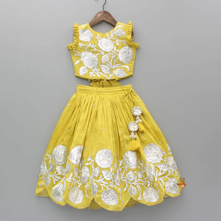 Best Yellow Gota Work Embroidered Top And Lehenga Ethnic Wear | Lehengas & Ghagras
