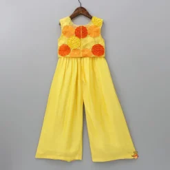 Best Yellow Jumpsuit With Embroidered Top Ethnic Wear