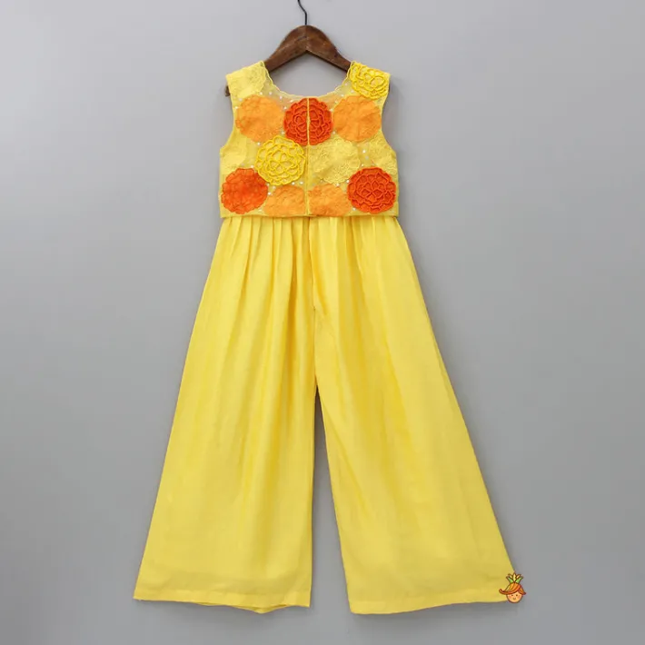 Best Yellow Jumpsuit With Embroidered Top Ethnic Wear