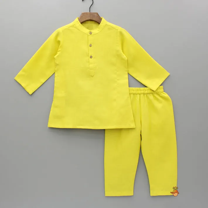 Clearance Yellow Kurta With Printed Embroidered Jacket And Pyjama BOY Indian Ethnic Wear | Ethnic Sets