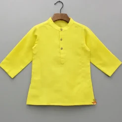 Clearance Yellow Kurta With Printed Embroidered Jacket And Pyjama BOY Indian Ethnic Wear | Ethnic Sets
