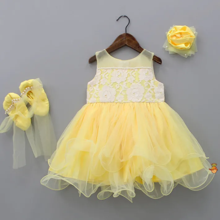 Hot Yellow Lacy Floral Dress Dresses & Sets | Dresses