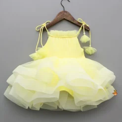 Discount Yellow Layered Dress With Tie Up Shoulder Straps Dresses & Sets | Dresses