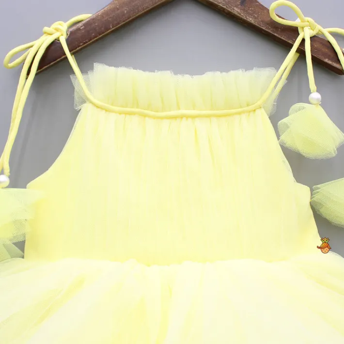 Discount Yellow Layered Dress With Tie Up Shoulder Straps Dresses & Sets | Dresses