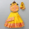 Discount Yellow Multicolour Brocade Printed Top With Pleated Flap Lehenga And Net Dupatta Ethnic Wear | Lehengas & Ghagras