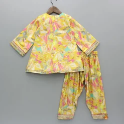 Clearance Yellow Multicoloured Printed Kurti And Salwar With Dupatta Twinning Sets | Ethnic Wear