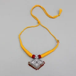 Hot Yellow Necklace With Beautiful Embellished Pendant Jewellery