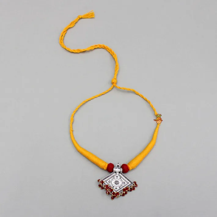 Hot Yellow Necklace With Beautiful Embellished Pendant Jewellery