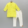 Clearance Yellow Pintuck Detailed Kurta And Pyjama BOY Indian Ethnic Wear | Ethnic Sets