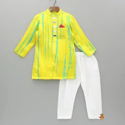 Fashion Yellow Printed Embellished Kurta With Pyjama BOY Indian Ethnic Wear | Ethnic Sets