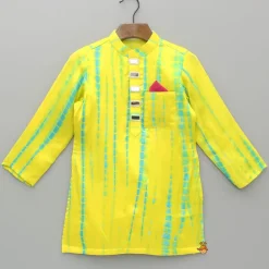 Fashion Yellow Printed Embellished Kurta With Pyjama BOY Indian Ethnic Wear | Ethnic Sets