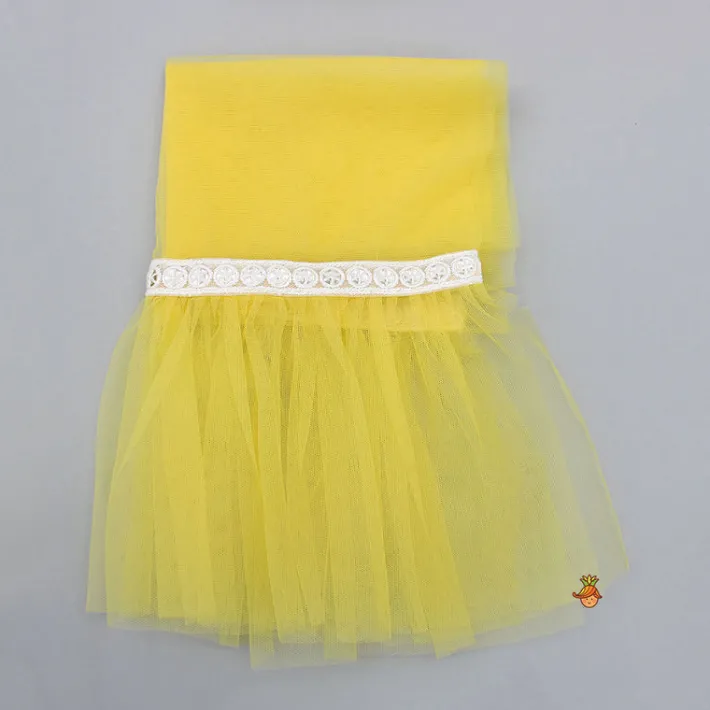 Sale Yellow Printed Embroidered Top And Dual Tone Lehenga With Dupatta Ethnic Wear | Lehengas & Ghagras