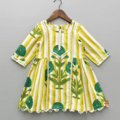 Online Yellow Printed Gota Lace Detailed Kurti And Pant Twinning Sets | Ethnic Wear