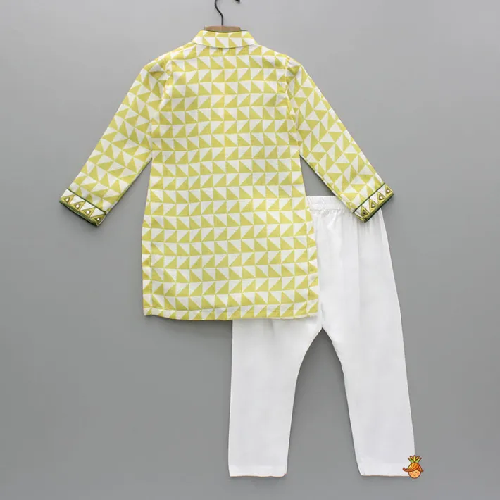 Outlet Yellow Printed Kurta And Pyjama BOY Indian Ethnic Wear | Ethnic Sets