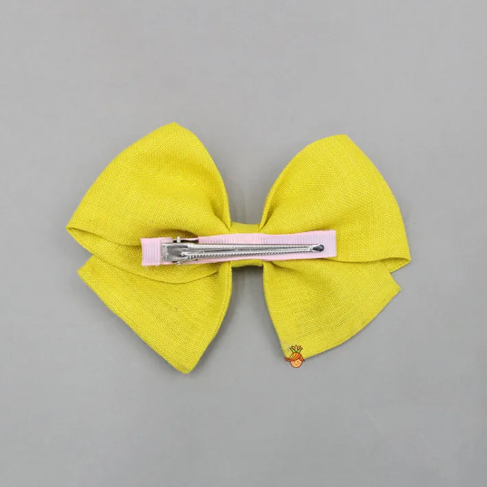 Fashion Yellow Rainbow Embroidered Bowie Hair Clip Hair Accessories | Hair Clips