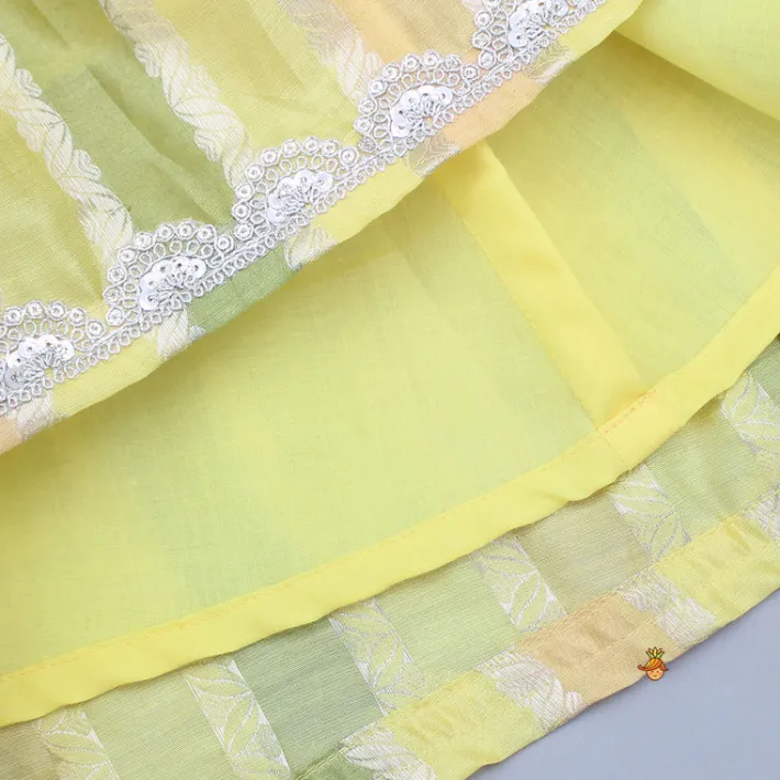 Hot Yellow Shirt Style Top And Multicoloured Colour Blocked Lehenga Ethnic Wear | Lehengas & Ghagras