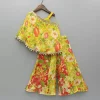 New Yellow Strappy Top With Multicolour Printed Cape And Palazzo Ethnic Wear | Palazzos & Shararas