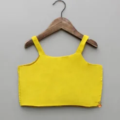 New Yellow Strappy Top With Multicolour Printed Cape And Palazzo Ethnic Wear | Palazzos & Shararas
