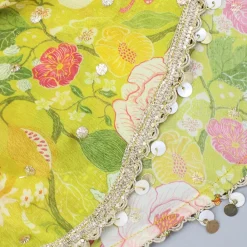 New Yellow Strappy Top With Multicolour Printed Cape And Palazzo Ethnic Wear | Palazzos & Shararas