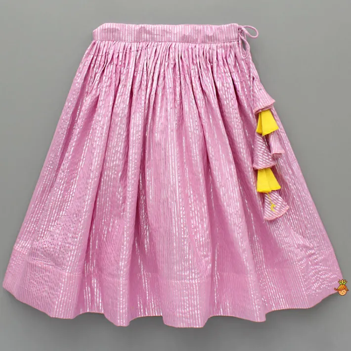 New Yellow Thread Embroidered Crop Top And Pleated Lehenga Ethnic Wear | Lehengas & Ghagras