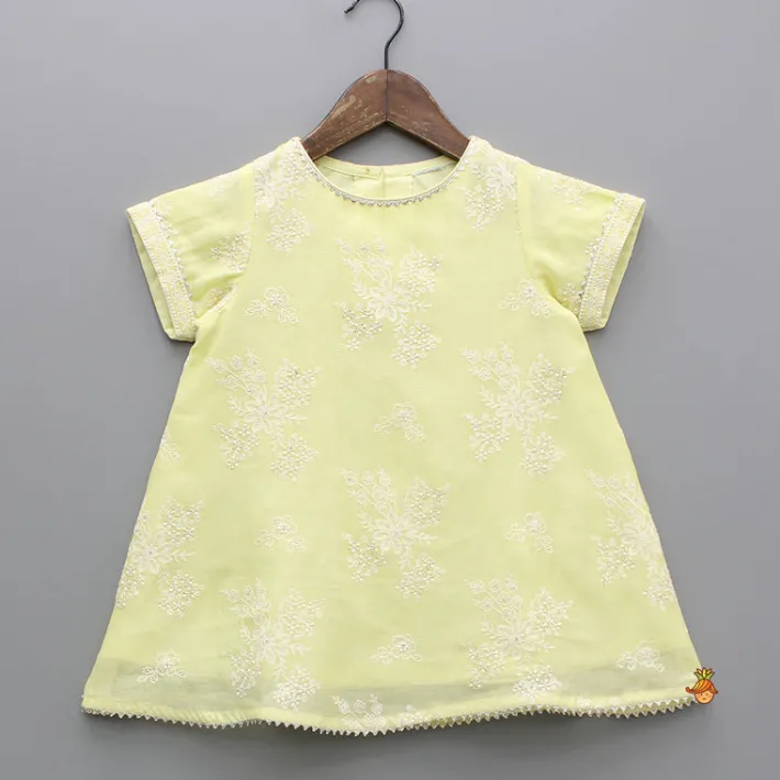 Online Yellow Thread Embroidered Kurti And Sharara Ethnic Wear | Palazzos & Shararas