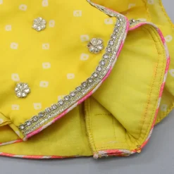 Hot Yellow Top And Leheriya Printed Flared Lehenga With Matching Dupatta Ethnic Wear | Lehengas & Ghagras