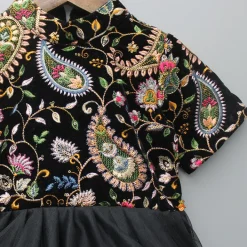 New Yoke Embroidered Black Velvet Kurti Ethnic Wear | Kurtis & Jumpsuits