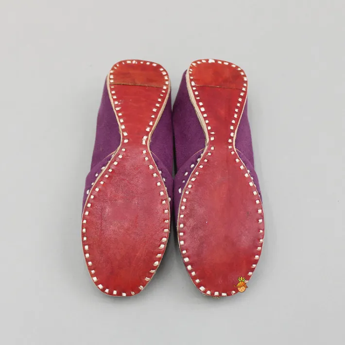 Discount Zardozi Embroidered Wine Jutti BOY Shoes | Shoes