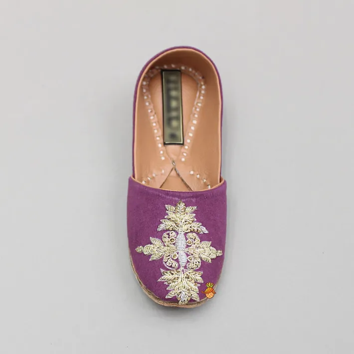 Discount Zardozi Embroidered Wine Jutti BOY Shoes | Shoes