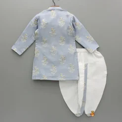 Sale Zari Thread Embroidered Grey Kurta With Dhoti BOY Indian Ethnic Wear | Ethnic Sets