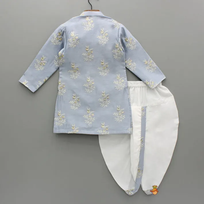 Sale Zari Thread Embroidered Grey Kurta With Dhoti BOY Indian Ethnic Wear | Ethnic Sets