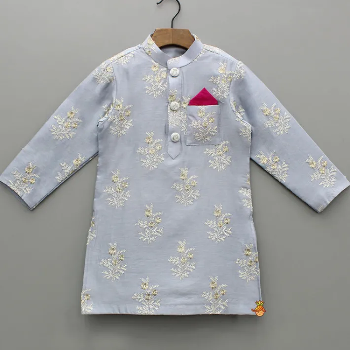 Sale Zari Thread Embroidered Grey Kurta With Dhoti BOY Indian Ethnic Wear | Ethnic Sets
