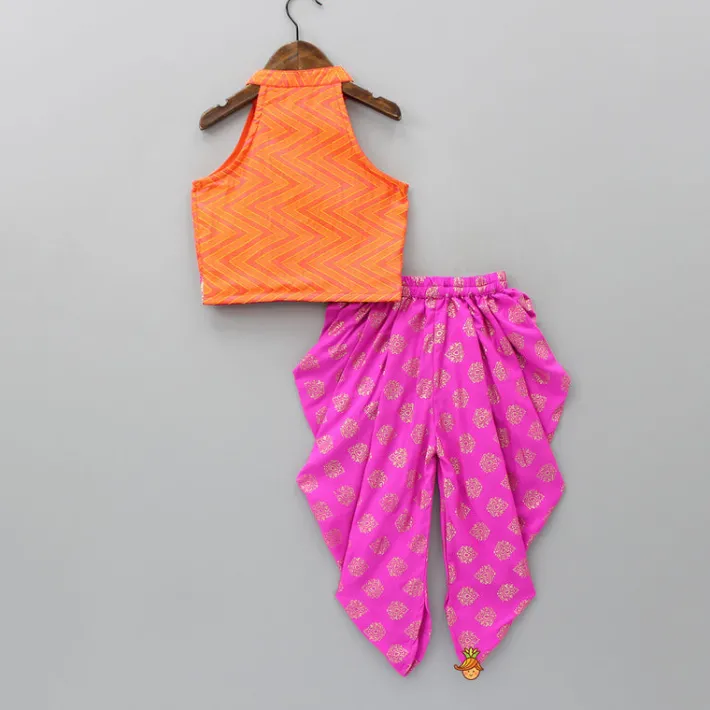 Fashion Zig-Zag Printed Top With Printed Dhoti Ethnic Wear | Dhotis & Patialas